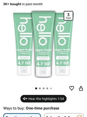 HELLO FLUORIDE FREE TOOTHPASTE - NEW
